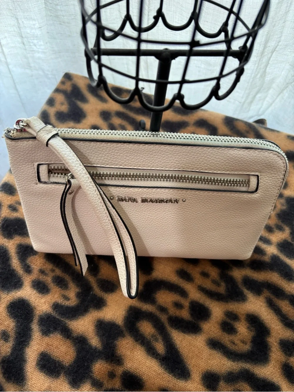 Dana Buchman white Pebble Leather Wristlet Clutch